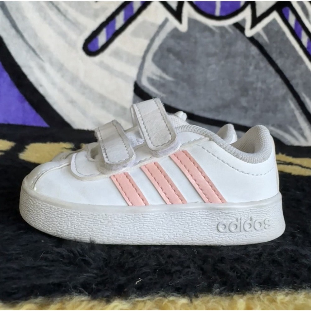 Size 4c - Baby Girls adidas VL Court White Shoes